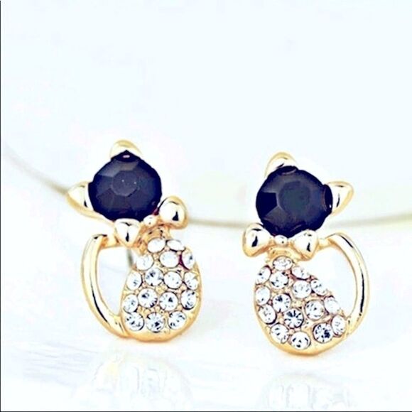 Cat🐈‍⬛Kitty Rhinestone Earrings    - Picture 1 of 3